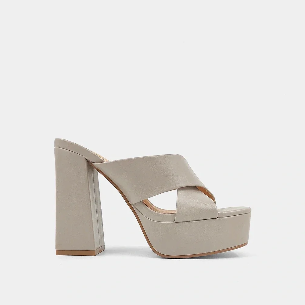 ShuShop Platform Mule Sandals in Light Taupe